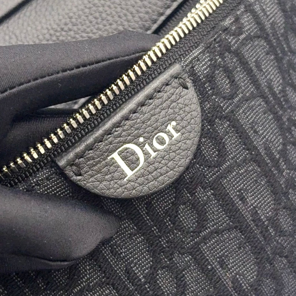 Dior Messenger Leather Canvas Black Shoulder Bag Silver — view 5