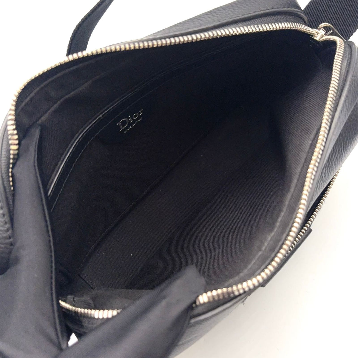 Dior Messenger Leather Canvas Black Shoulder Bag Silver — view 3