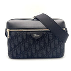 Dior Messenger Leather Canvas Black Shoulder Bag Silver