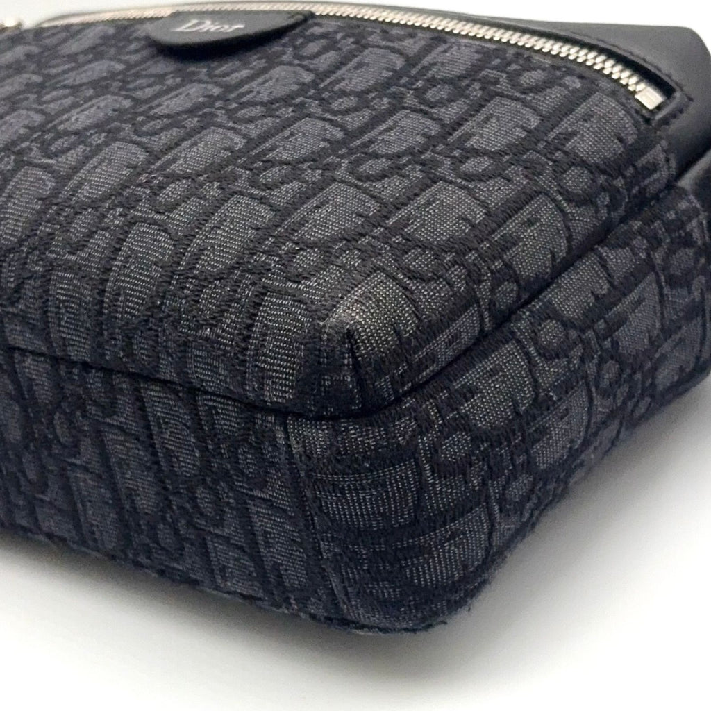 Dior Messenger Leather Canvas Black Shoulder Bag Silver — view 7