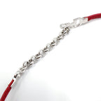 Dior CD Logo Ribbon Leather Metal Silver Red Choker Necklace — view 7