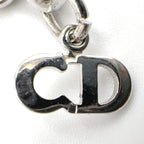 Dior CD Logo Ribbon Leather Metal Silver Red Choker Necklace — view 4