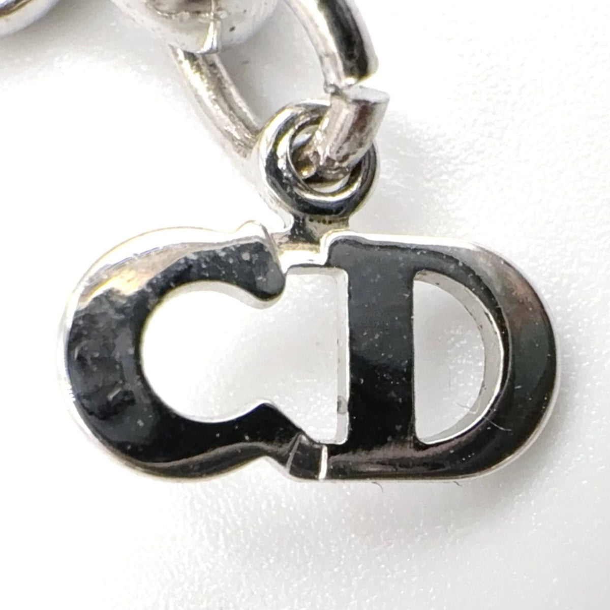 Dior CD Logo Ribbon Leather Metal Silver Red Choker Necklace — view 4