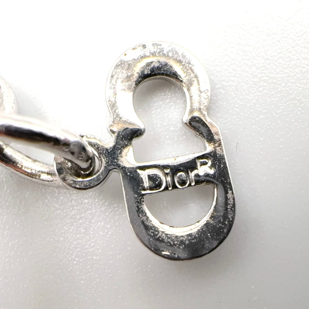Dior CD Logo Ribbon Leather Metal Silver Red Choker Necklace — view 5