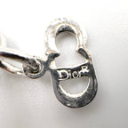 Dior CD Logo Ribbon Leather Metal Silver Red Choker Necklace — view 5
