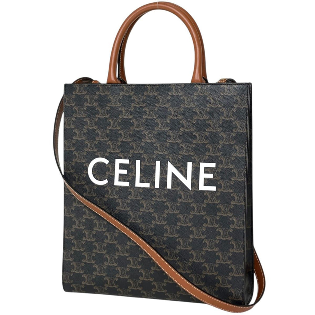 Celine Small Vertical Cabas Tote Bag 2-Way Triomphe Brown