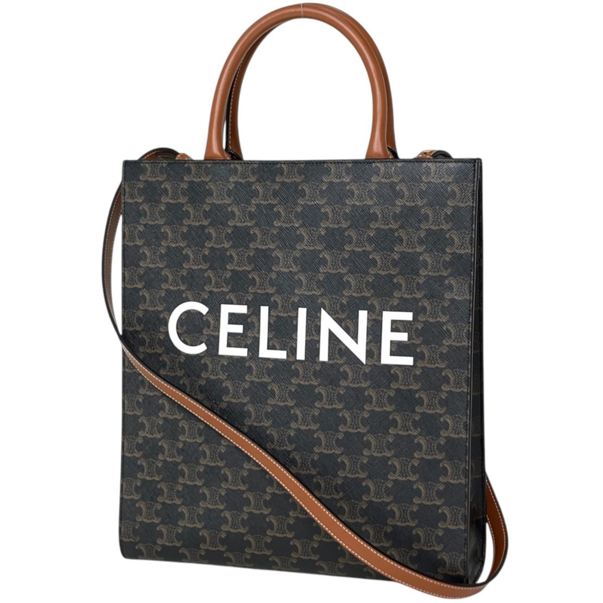 Celine Small Vertical Cabas Tote Bag 2-Way Triomphe Brown