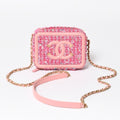 Chanel CC Filigree Small Vanity Shoulder Bag Tweed Pink Matte Gold