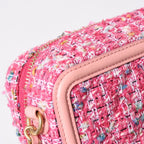 Chanel CC Filigree Small Vanity Shoulder Bag Tweed Pink Matte Gold — view 7