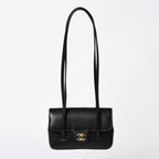 Chanel Strap Clutch CC Logo Caviar Leather