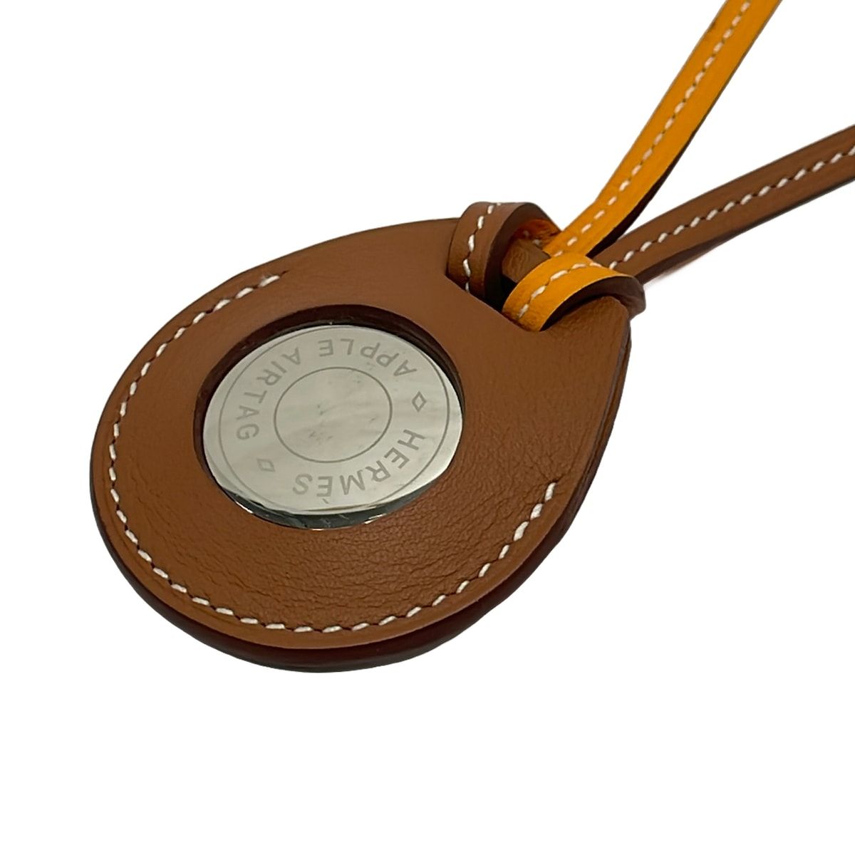 Hermes AirTag Bag Charm Key Holder Brown Yellow — view 3