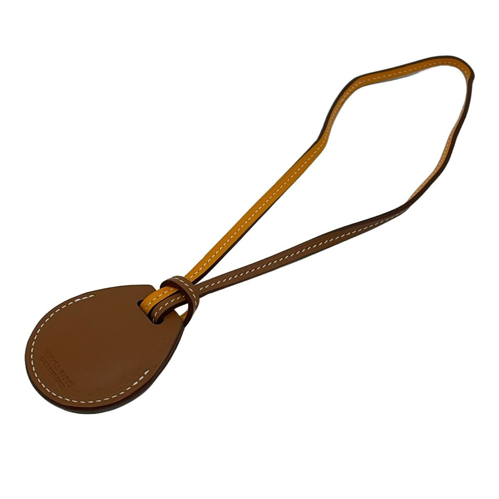 Hermes AirTag Bag Charm Key Holder Brown Yellow — view 2