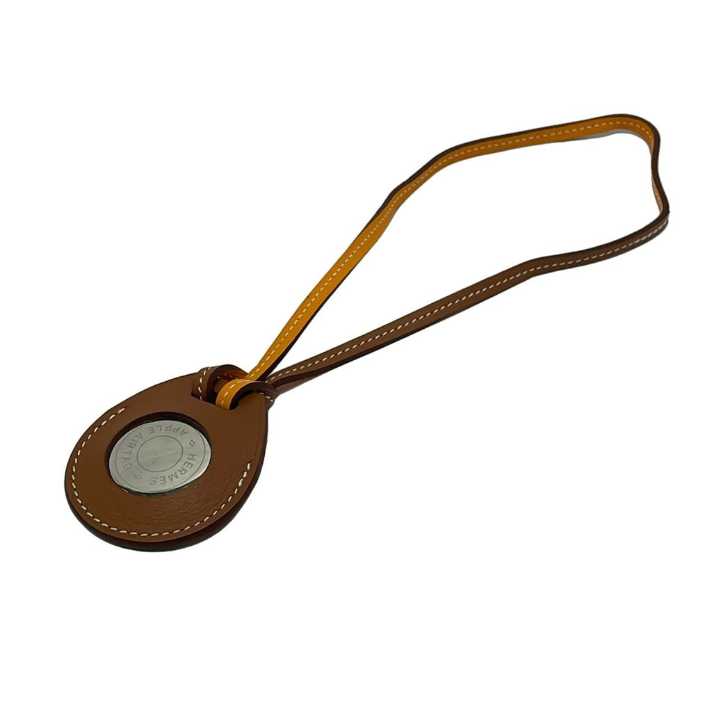 Hermes AirTag Bag Charm Key Holder Brown Yellow