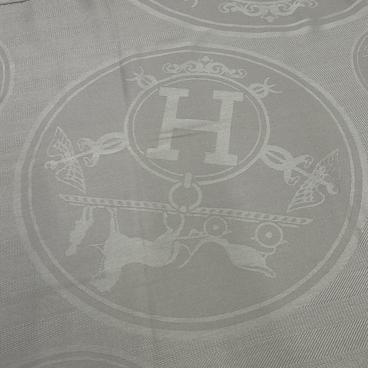 Hermes Shawl Gray Cashmere Silk Scarf — view 4