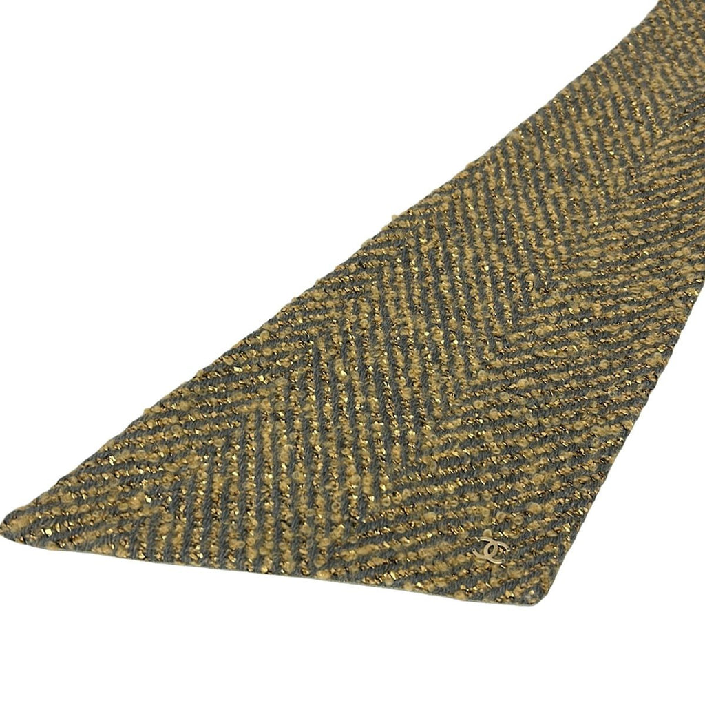 Chanel Scarf Beige Dark Gray Wool — view 4