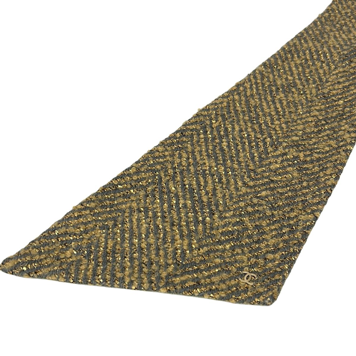 Chanel Scarf Beige Dark Gray Wool — view 4