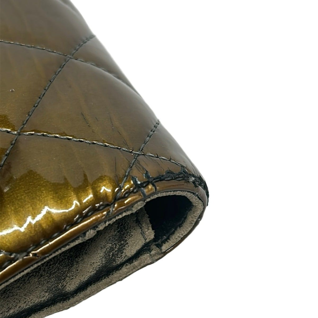 Chanel Wallet Quilted Khaki Silver Leather — view 8