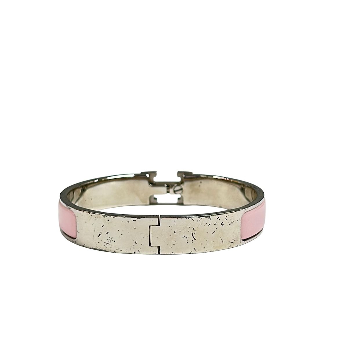 Hermes Bangle Clic H Silver Pink Bracelet — view 3
