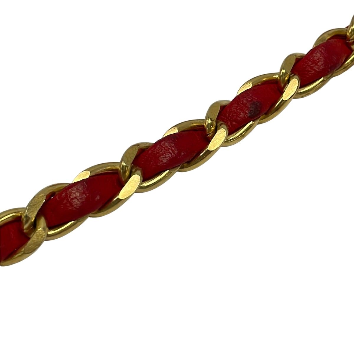 Chanel Belt Red Gold Chain Coin Leather — view 6