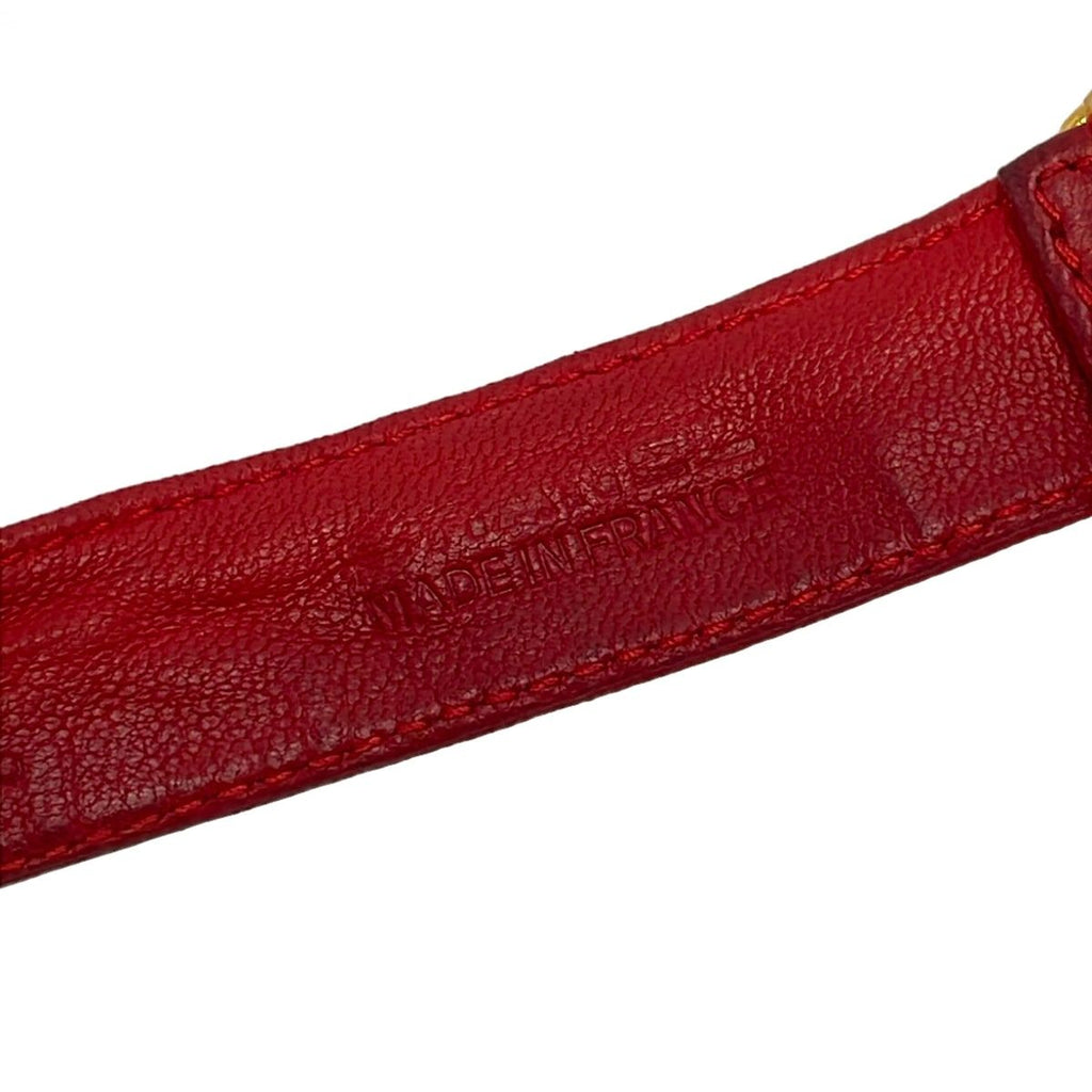 Chanel Belt Red Gold Chain Coin Leather — view 3