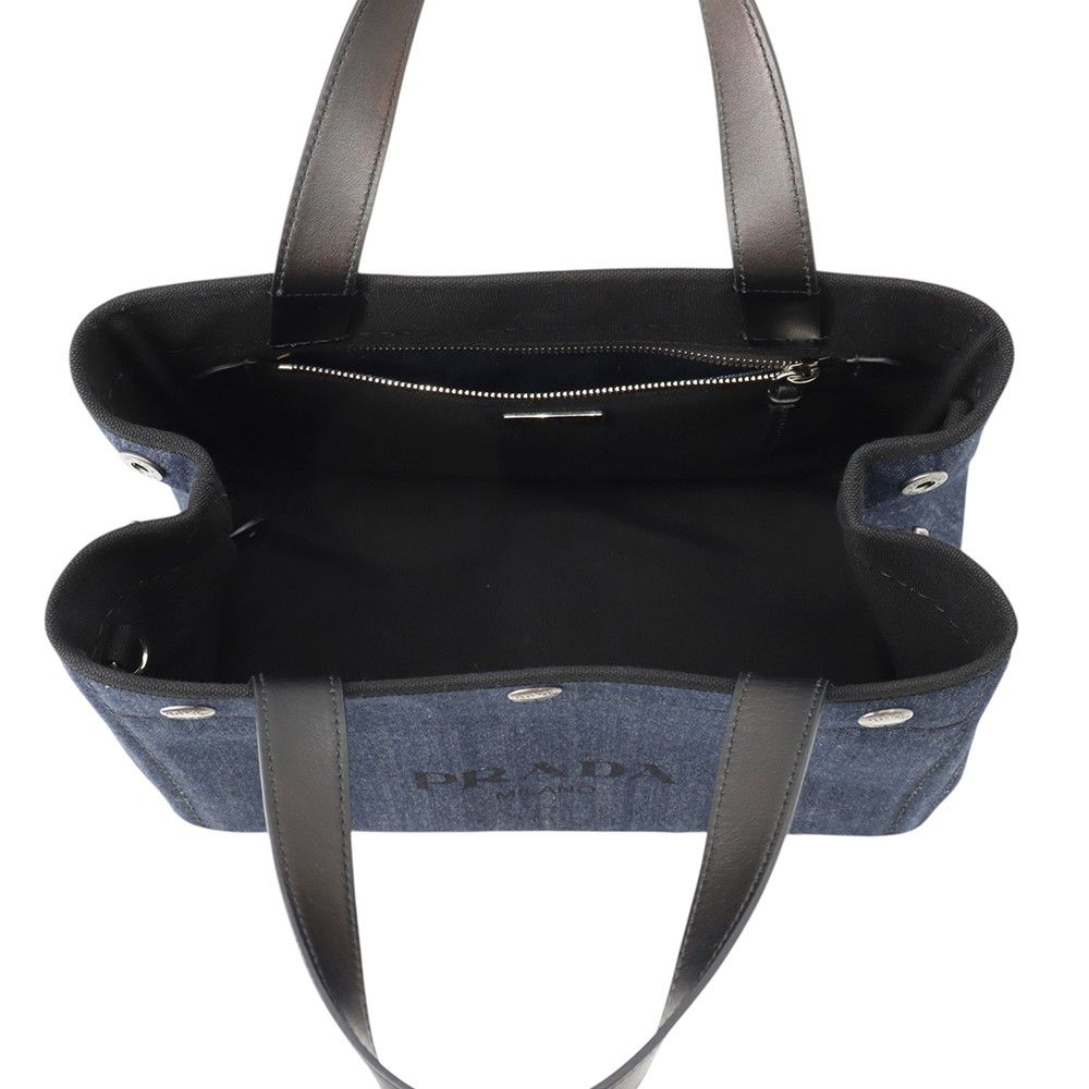 Prada Handbag Logo Denim 2-Way Black — view 6