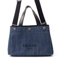 Prada Handbag Logo Denim 2-Way Black