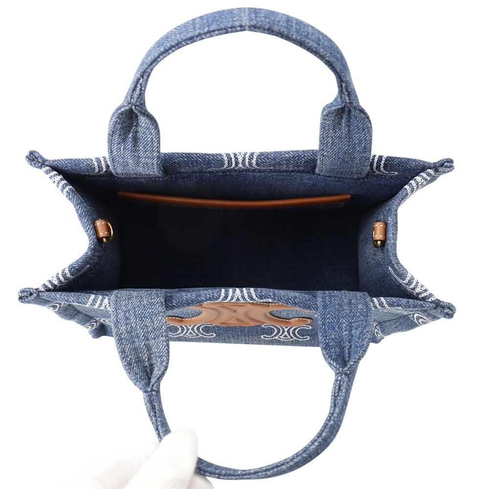 Celine Handbag Triomphe Cabas Thais Small Canvas Leather 2-Way — view 6