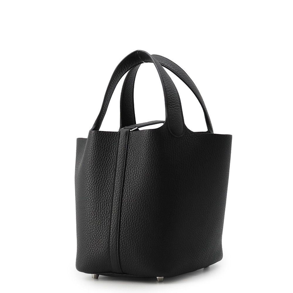 Hermes Handbag Picotin Lock PM Black Silver Taurillon Clemence — view 2