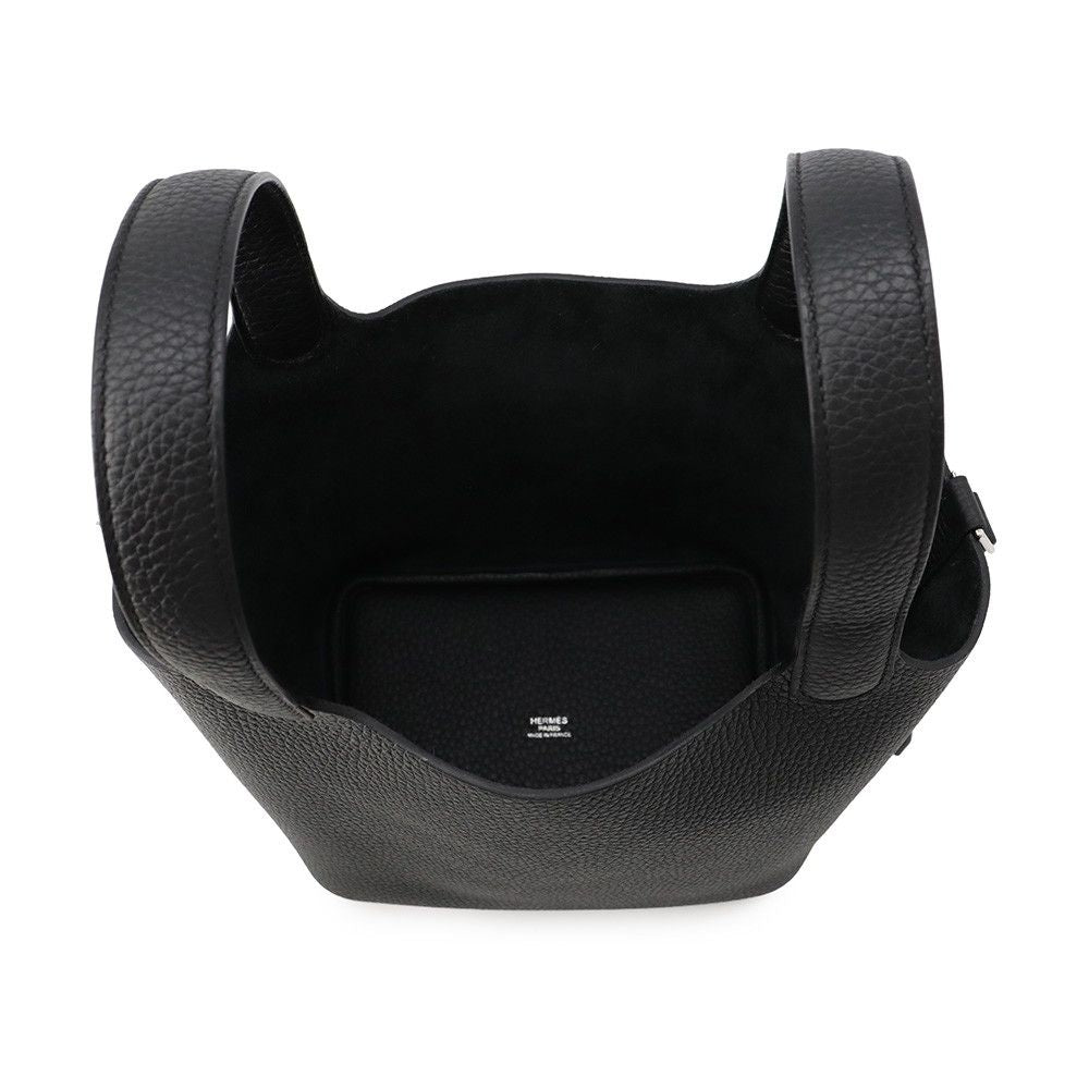 Hermes Handbag Picotin Lock PM Black Silver Taurillon Clemence — view 5