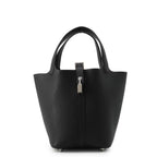 Hermes Handbag Picotin Lock PM Black Silver Taurillon Clemence
