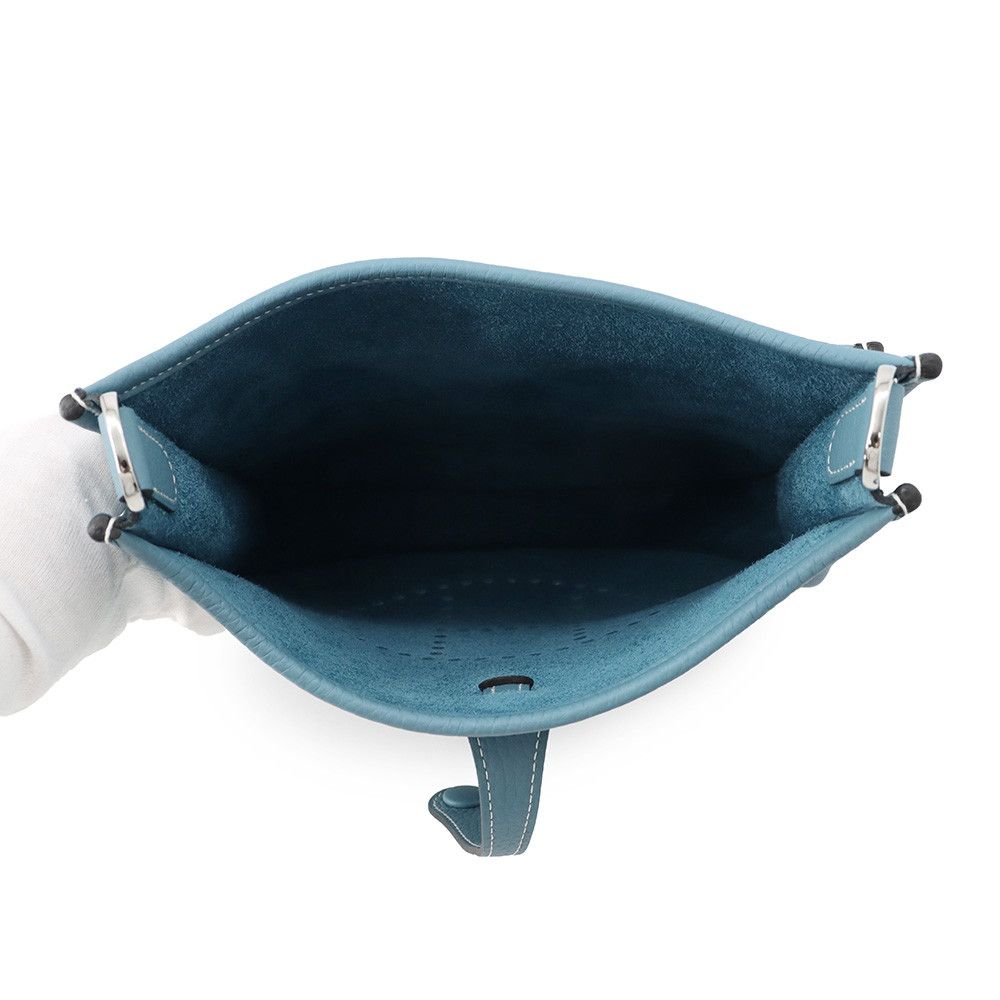 Hermes Shoulder Bag Evelyne 3 23 New Blue Jean Silver Taurillon Clemence — view 4