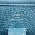 Hermes Shoulder Bag Evelyne 3 23 New Blue Jean Silver Taurillon Clemence — view 5