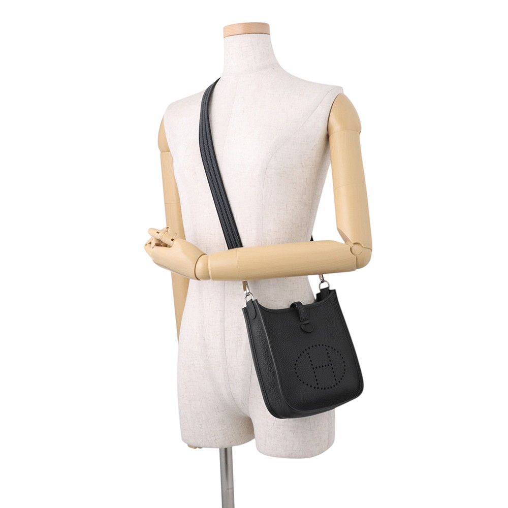 Hermes Evelyne TPM Amazone Sangle Cordage Black Gray Misty Silver Taurillon — view 4