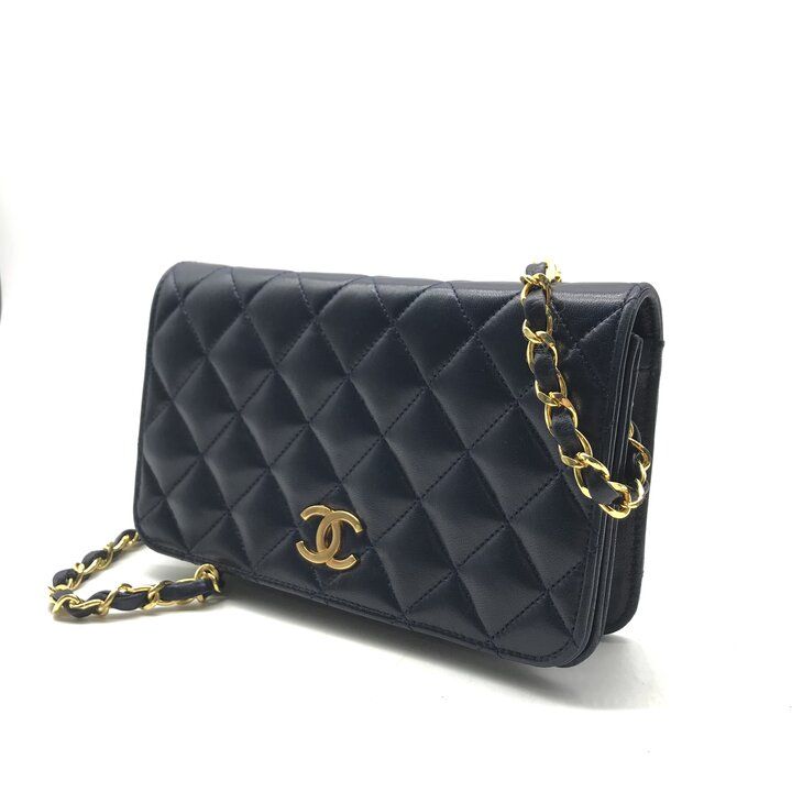 Chanel CC Logo Mini Quilted Push Lock Chain Shoulder Bag Navy — view 2