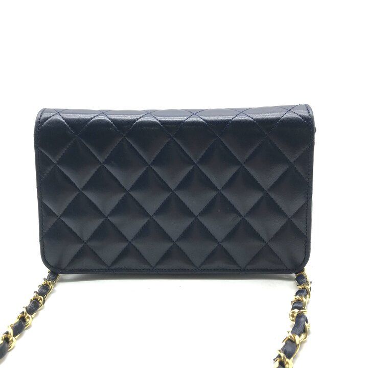 Chanel CC Logo Mini Quilted Push Lock Chain Shoulder Bag Navy — view 3