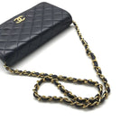 Chanel CC Logo Mini Quilted Push Lock Chain Shoulder Bag Navy — view 7