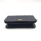 Chanel CC Logo Mini Quilted Push Lock Chain Shoulder Bag Navy — view 4