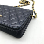Chanel CC Logo Mini Quilted Push Lock Chain Shoulder Bag Navy — view 6