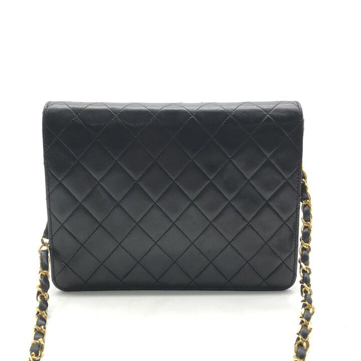 Chanel CC Logo Quilted Push Lock Leather Chain Shoulder Bag Black — view 3