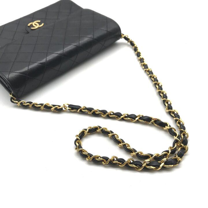 Chanel CC Logo Quilted Push Lock Leather Chain Shoulder Bag Black — view 7