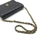 Chanel CC Logo Quilted Push Lock Leather Chain Shoulder Bag Black — view 7