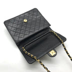Chanel CC Logo Quilted Push Lock Leather Chain Shoulder Bag Black — view 8