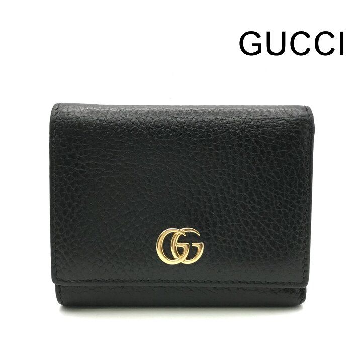 Gucci GG Marmont Petit Trifold Wallet Compact Leather Black