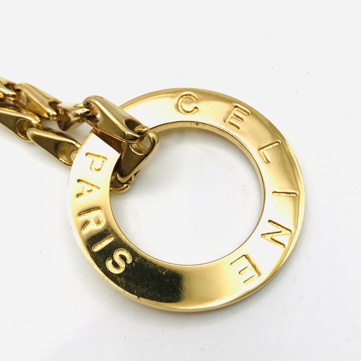 Celine Vintage Circle Necklace Gold — view 4