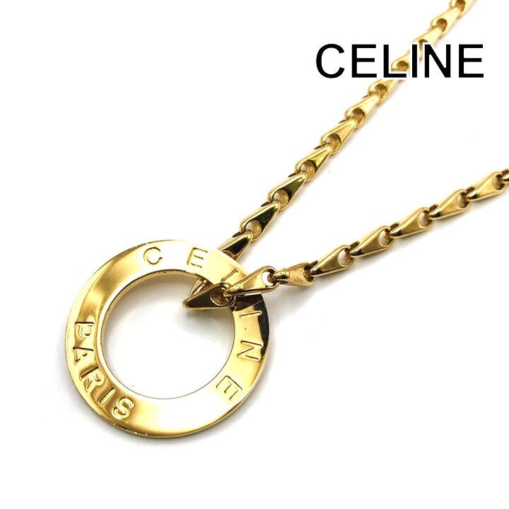 Celine Vintage Circle Necklace Gold