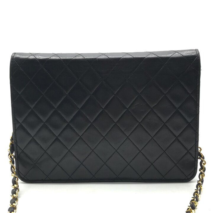 Chanel CC Logo Quilted Push Lock Lambskin Chain Shoulder Bag Black — view 3