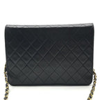 Chanel CC Logo Quilted Push Lock Lambskin Chain Shoulder Bag Black — view 3
