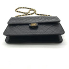 Chanel CC Logo Quilted Push Lock Lambskin Chain Shoulder Bag Black — view 4