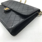 Chanel CC Logo Quilted Push Lock Lambskin Chain Shoulder Bag Black — view 6