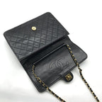 Chanel CC Logo Quilted Push Lock Lambskin Chain Shoulder Bag Black — view 8